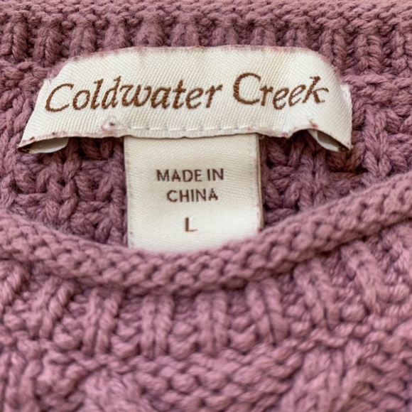 Creek Purple Knit Patchwork Cable Sweater, Size Large - Picture 3 of 6